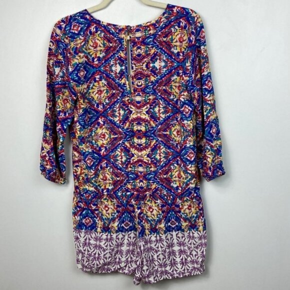 Michael Stars Talum Romper Bright Border Print Playsuit Bohemian Playsuit XS - Picture 6 of 10